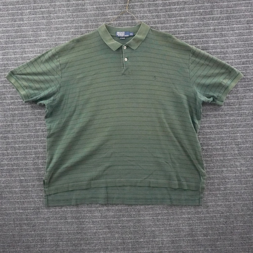 Vintage Polo Ralph Lauren Polo Shirt Mens XXL Green Striped Short Sleeve Cotton